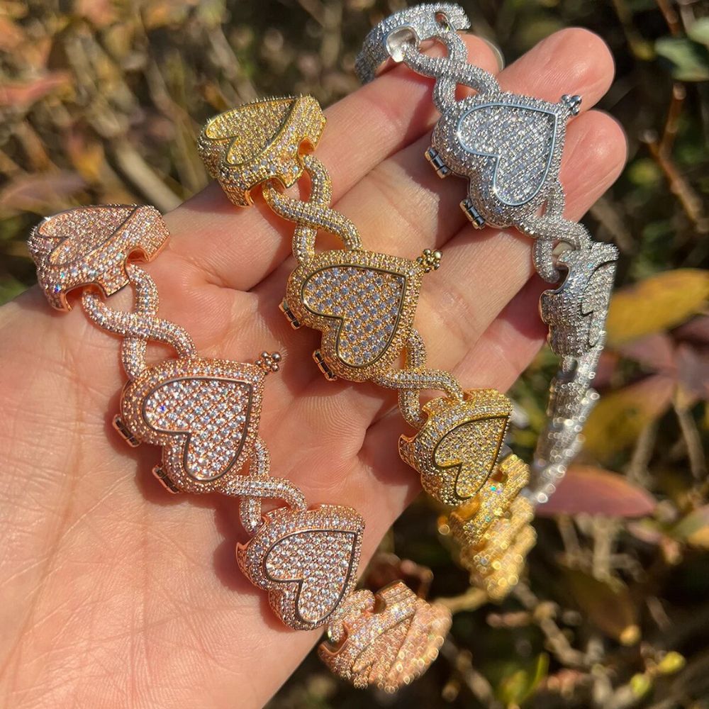 Round Cut Lab Grown Diamond Heart Infinity Iced Out Chain