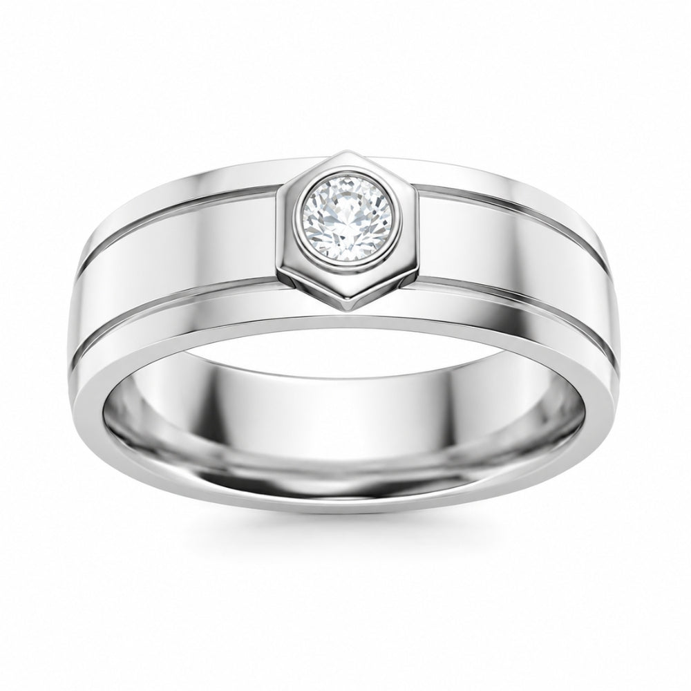 Bezel Set Round Cut Lab Grown Diamond Wedding Band