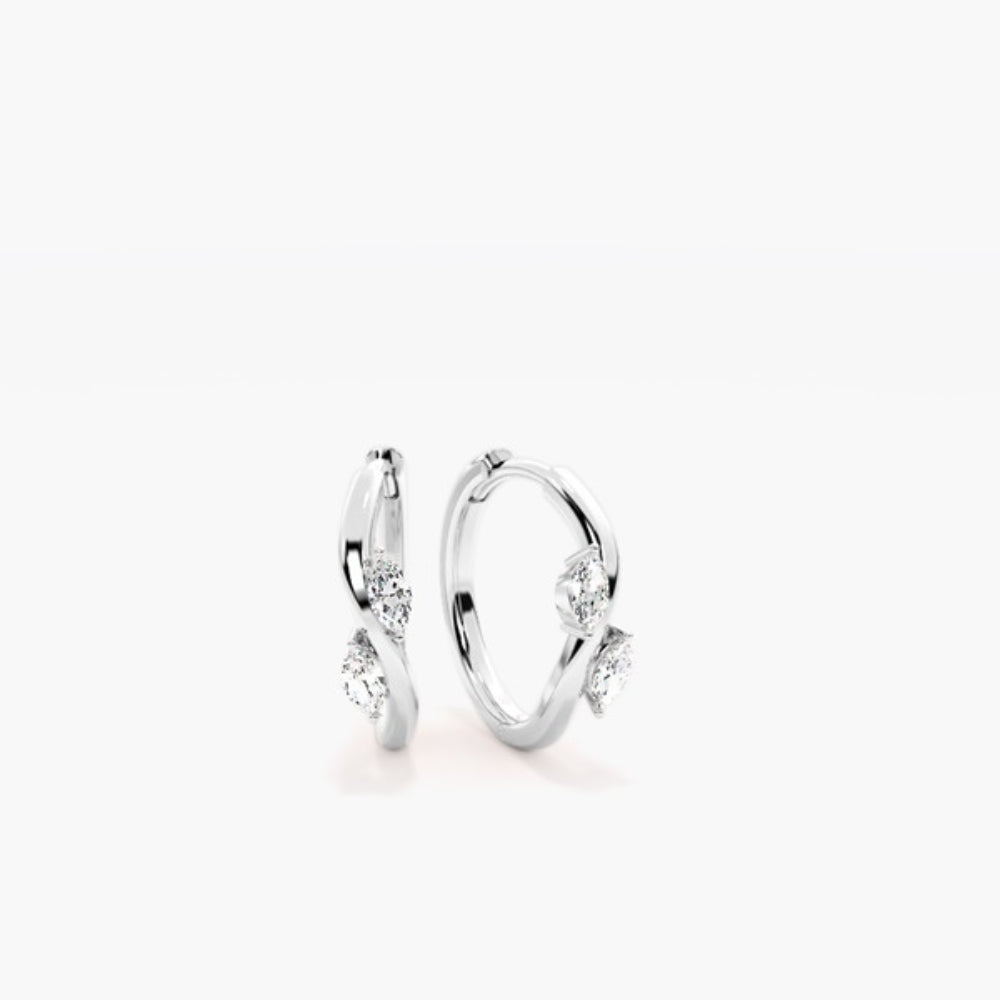Marquise Cut Moissanite Inside Out Hoop Earring