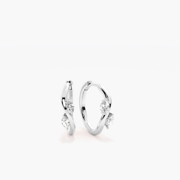 Marquise Cut Moissanite Inside Out Hoop Earring