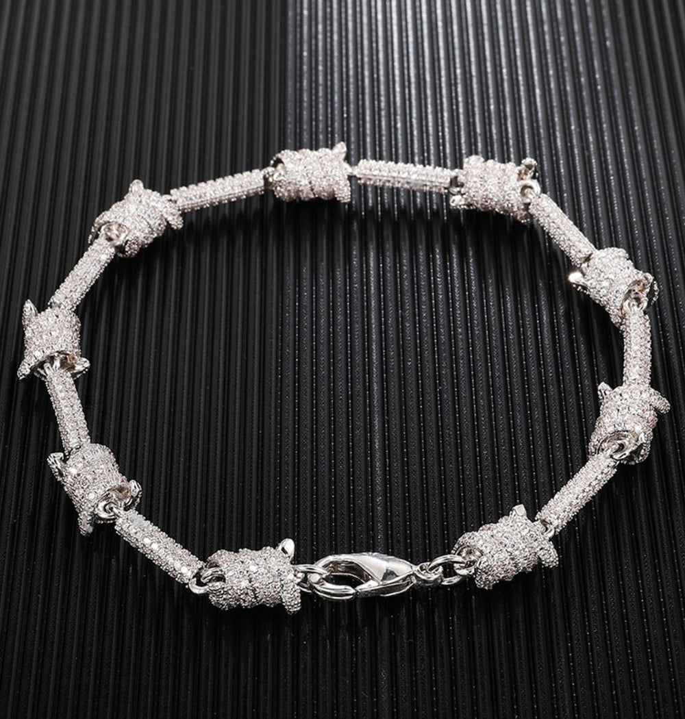 Moissanite Round Cut Wire Prong Hip Hop Bracelet
