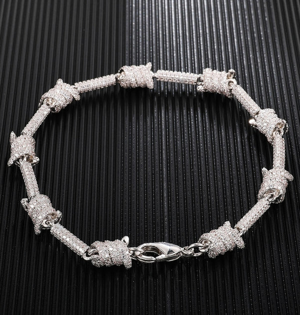 Moissanite Round Cut Wire Prong Hip Hop Bracelet