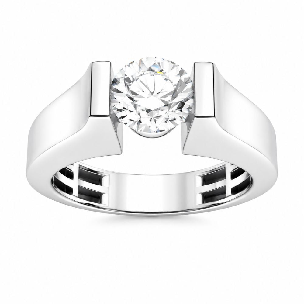 Lab Grown Diamond Round Cut Tension Set Engagement Ring