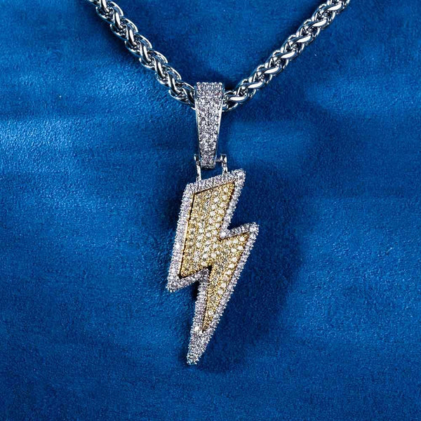 Luxury Iced Out Lightning Bolt Pendant With Moissanite