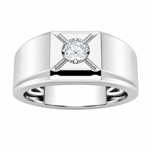 Round Cut Solitaire Lab Grown Diamond Classic Engagement Ring For Men