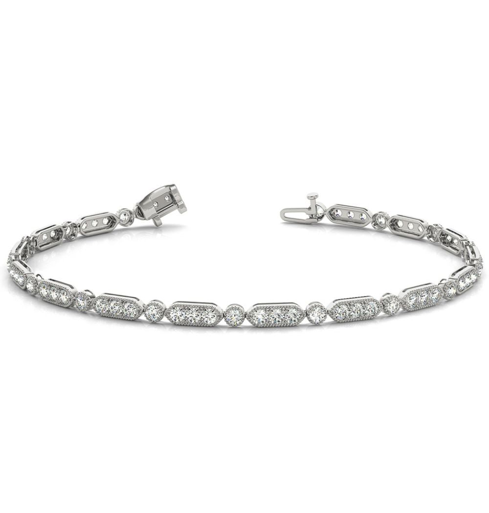 VVS1 Moissanite Round Cut Filligree Style Bracelet