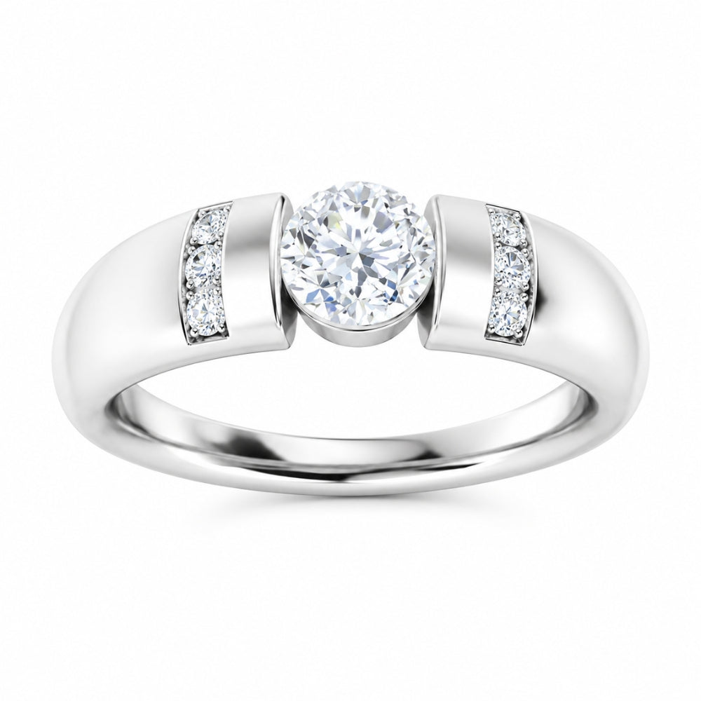 Round Cut Bar Set Lab Grown Diamond Men's Ring For Anniversary Gift