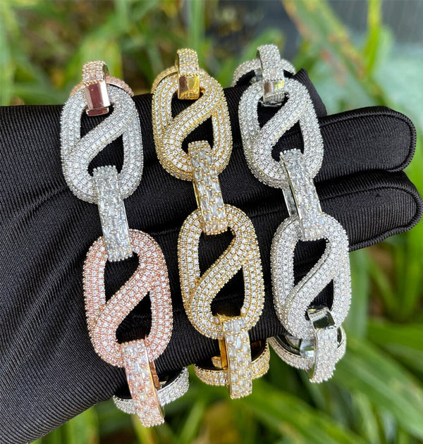 Iced Out Moissanite Hip Hop Bracelet For Men's