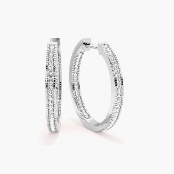 Round Cut Pave Set Moissanite Hoop Earrings For Women