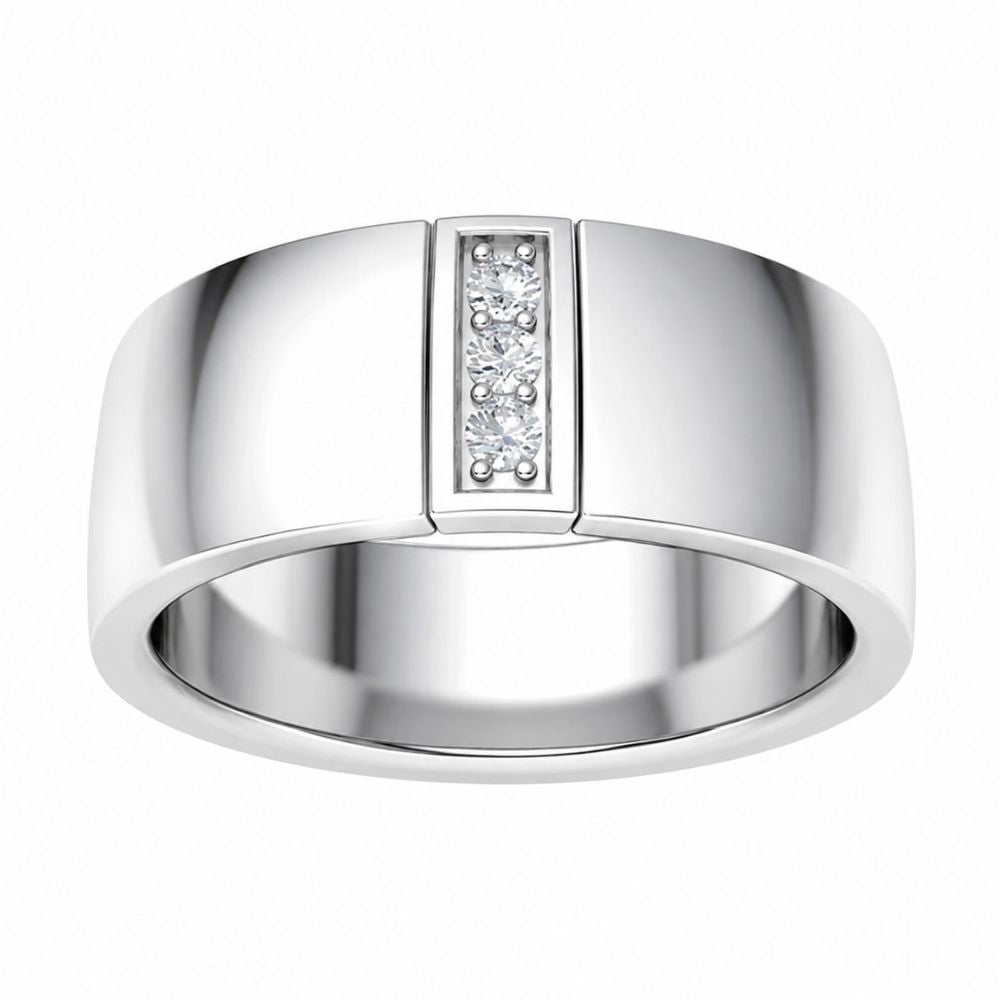 Round Cut Lab Grown Diamond Pave Set Wedding Band For Men