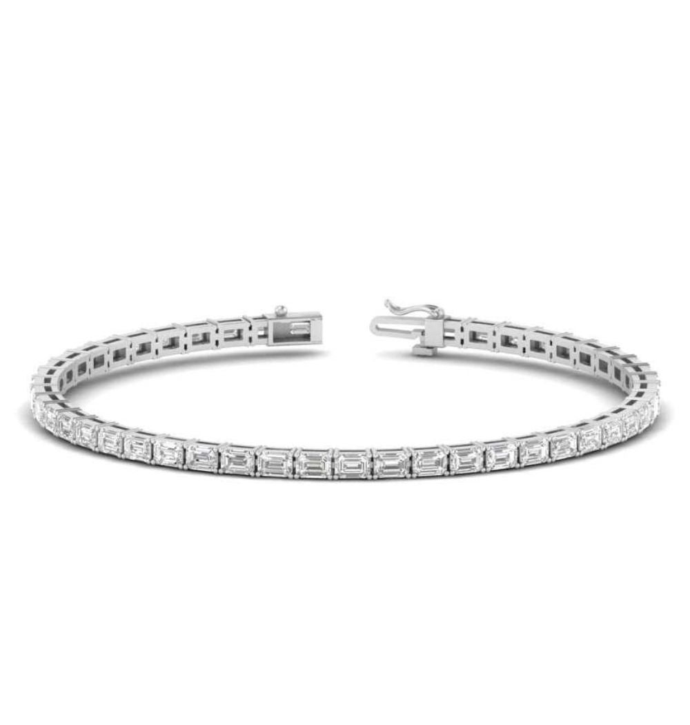 Emerald Cut Moissanite Tennis Bracelet For Birthday Gift