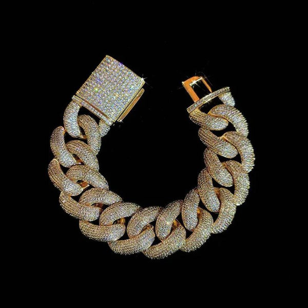 Moissanite Micro Pave Iced Out Cuban Link Bracelet