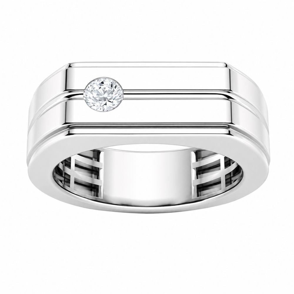 Lab Grown Diamond Round Cut Bezel Set Wedding Band For Men