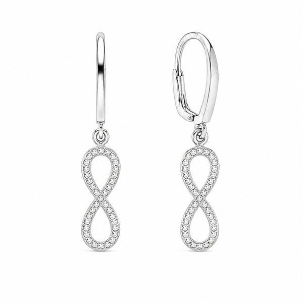 Moissanite Round Cut Infinity Style Drop Dangle Earrings