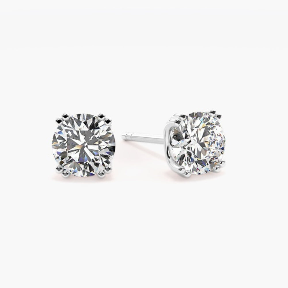 Moissanite Round Cut Double Halo Solitaire Earring