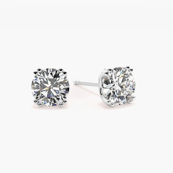 Moissanite Round Cut Double Halo Solitaire Earring