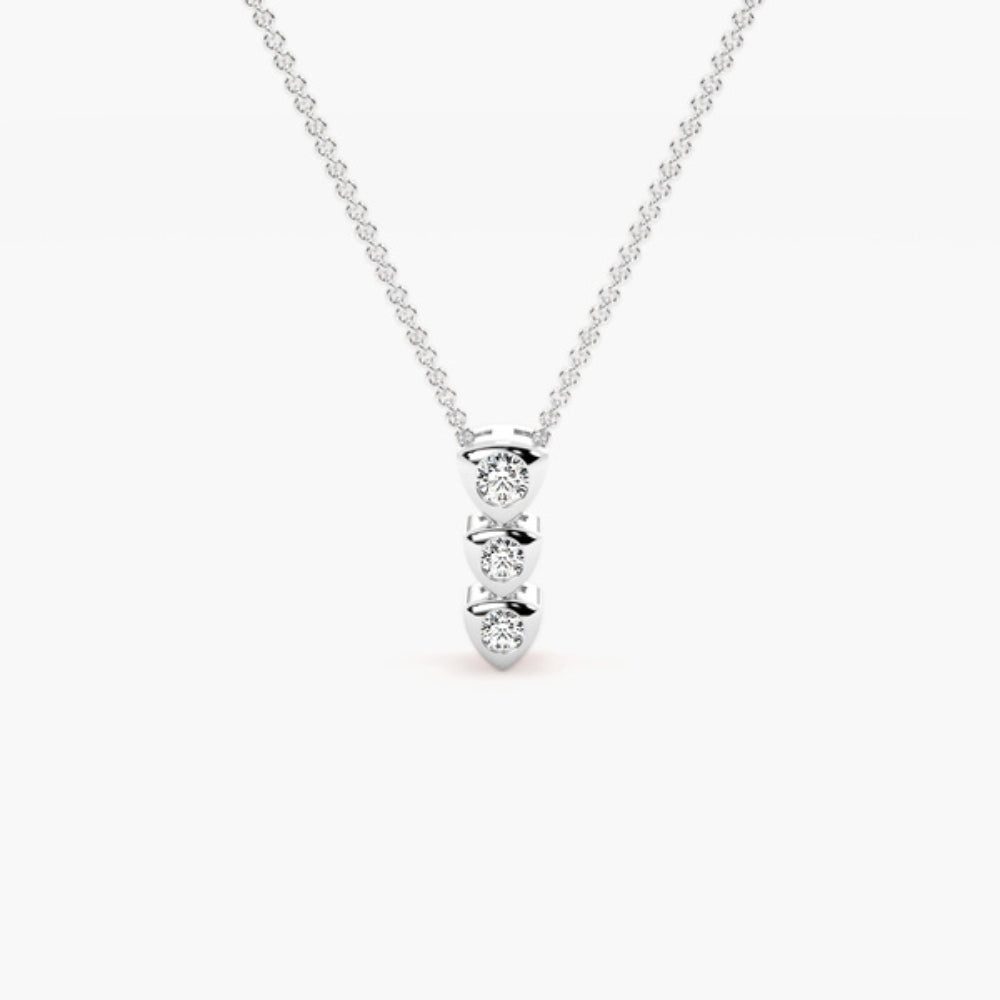 Round Cut Moissanite Three Stone Pendant