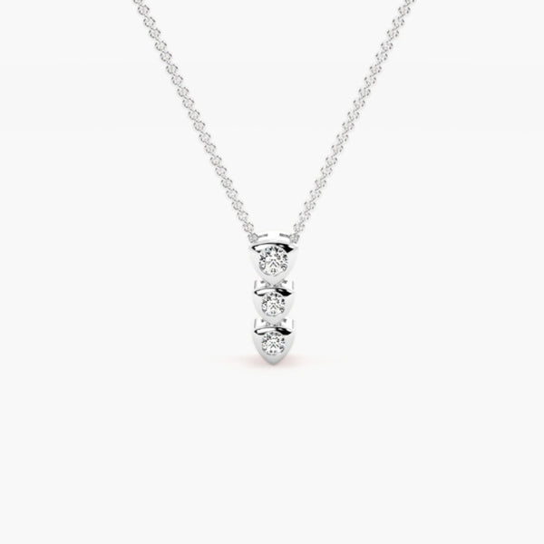 Round Cut Moissanite Three Stone Pendant