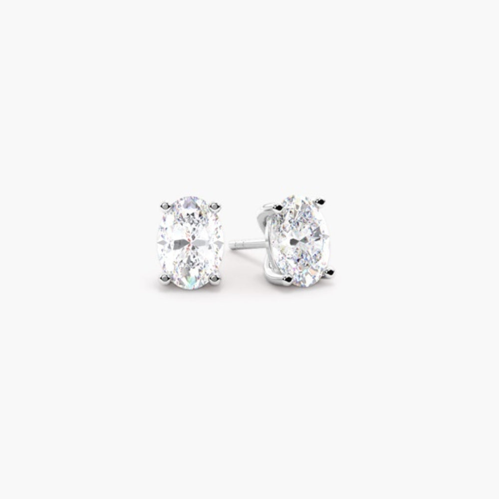 Oval Cut Moissanite Solitaire Women Stud Earring