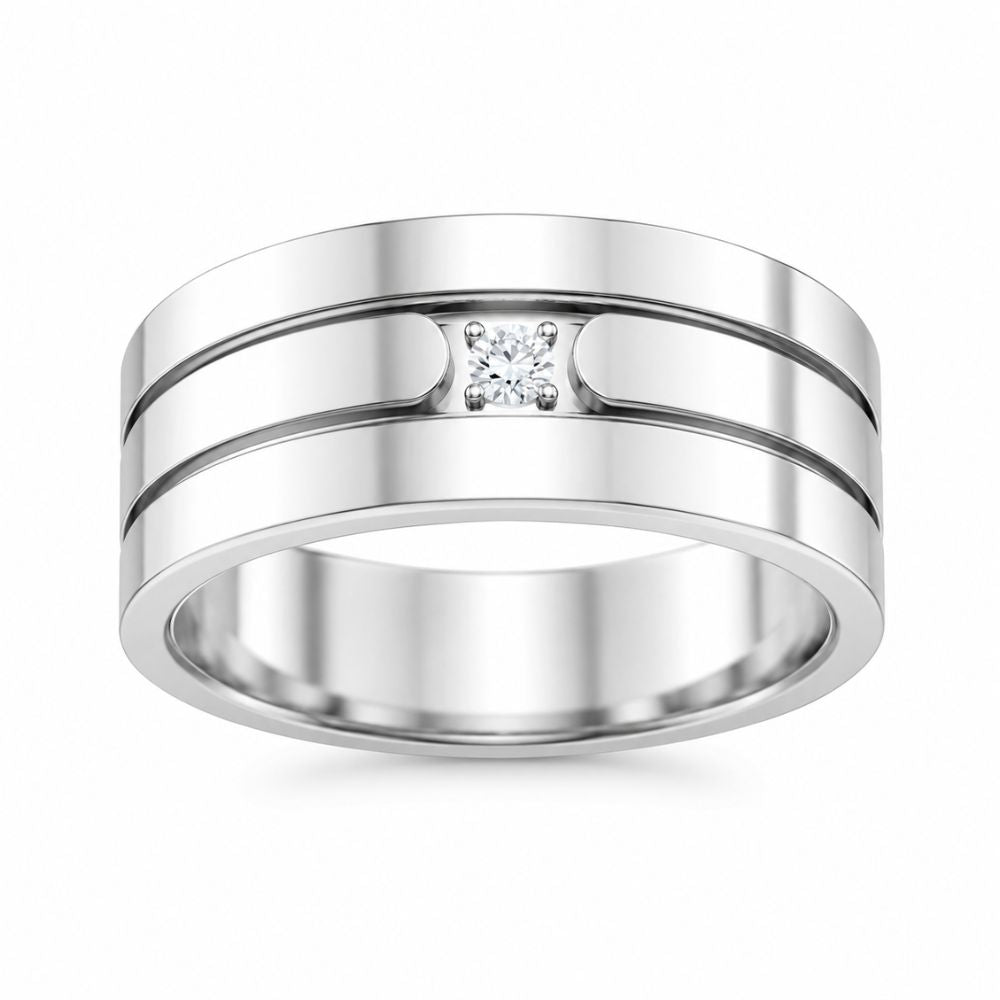 Round Cut Lab Grown Diamond Classic Wedding Band For Him