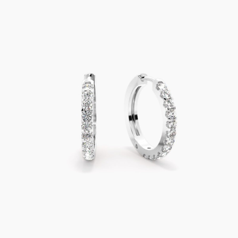 Moissanite Round Cut Pave Set Hoop Earring