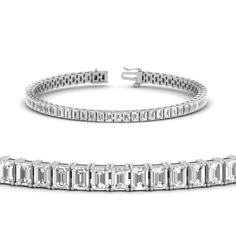 Emerald Cut Moissanite Diamond Tennis  Bracelet For Birthday Gift