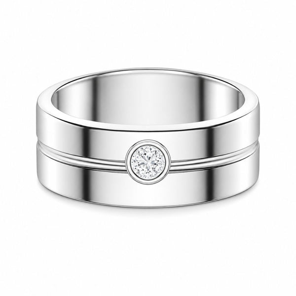 Lab Grown Diamond Round Cut Bezel Set Wedding Band