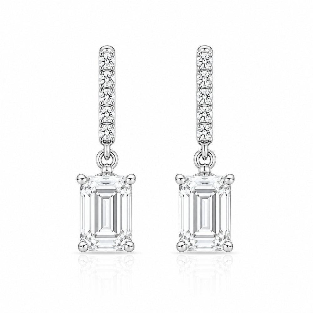 Colorless Moissanite Emerald Cut Women's Drop Earrings