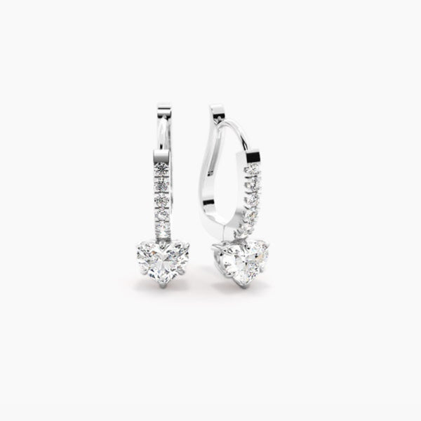 Heart Cut & Round Cut Moissanite Inside Out Hoop Earring