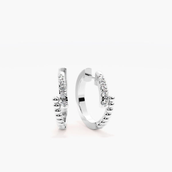 Round Cut Moissanite Filligree Style Hoop Earring