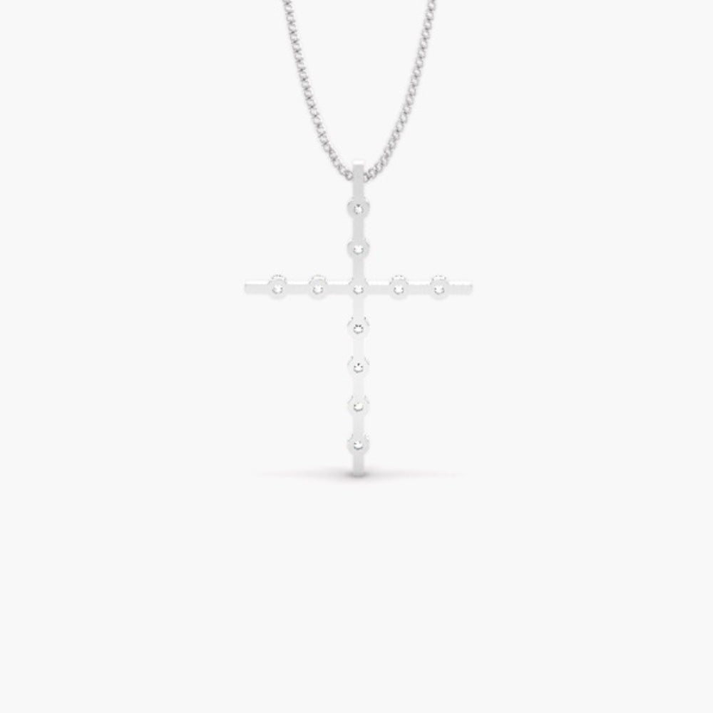 Moissanite Round Cut Distance Pave Set Pendant