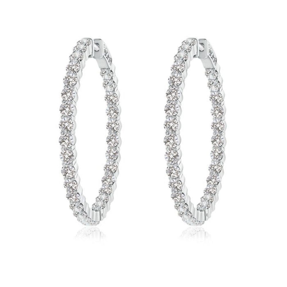 Round Cut Moissanite Pave Set Hoop Earrings
