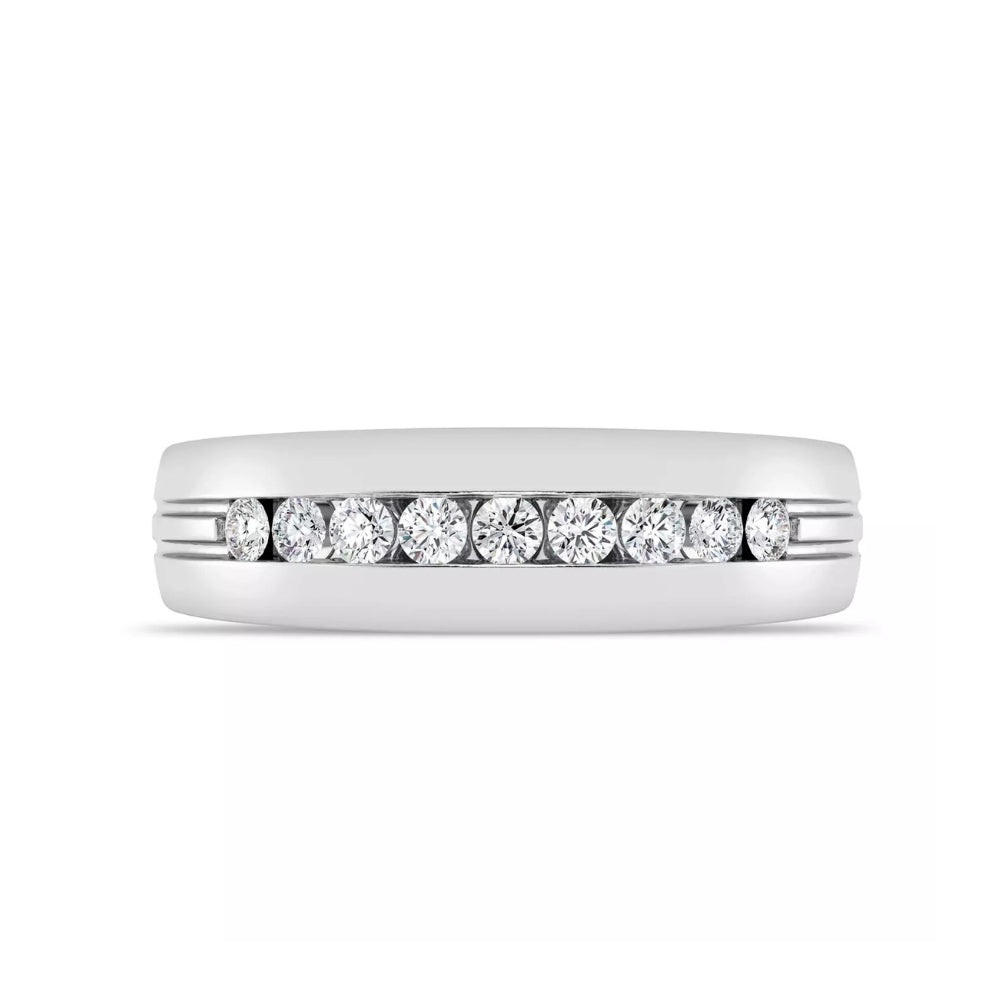 Round Cut Lab Grown Diamond Channel Set Men's Engagement Ring