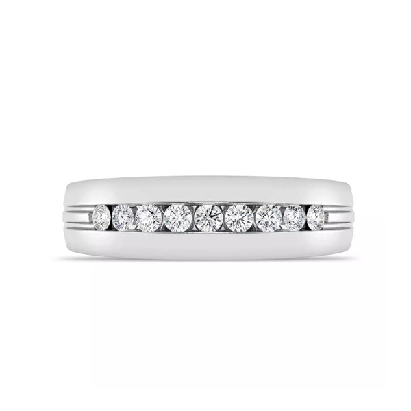 Round Cut Lab Grown Diamond Channel Set Men's Engagement Ring