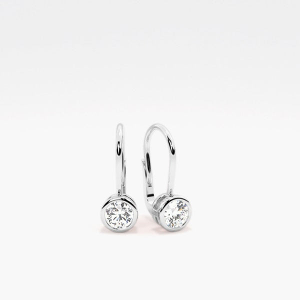 Round Cut Bezel Set Moissanite Hoop Earrings