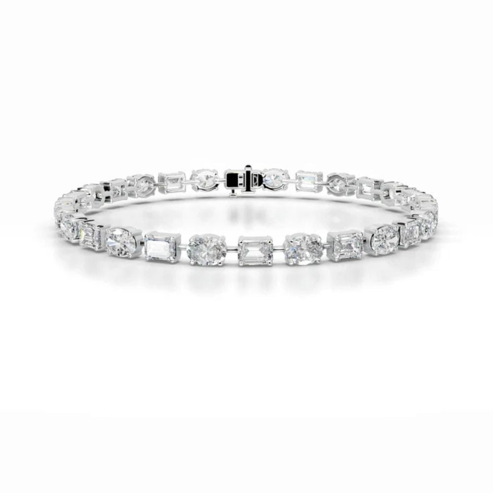 Emerald Cut & Oval Cut Moissanite Tennis Bracelet