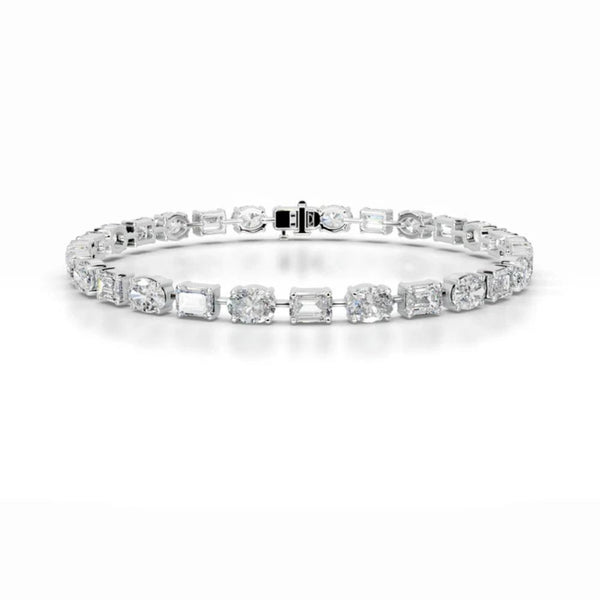 Emerald Cut & Oval Cut Moissanite Tennis Bracelet