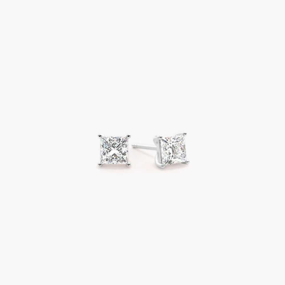 Princess Cut Colorless Moissanite Solitaire Earring