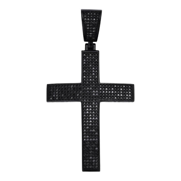 Black Moissanite Diamond Iced Out Cross Pendant