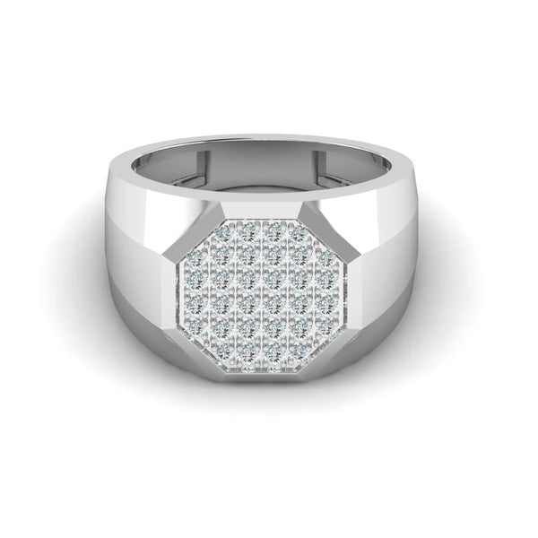 Round Cut Pave Set Lab Grown Diamond Men's Engagement Ring