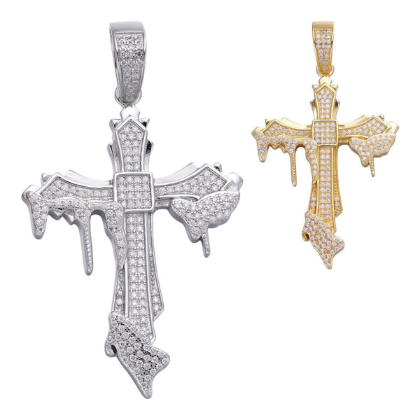 Iced Out Moissanite Diamond Cross Bling Pendant For Men's