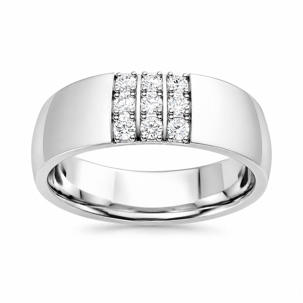 Round Cut Pave Set Lab Grown Diamond Wedding Band