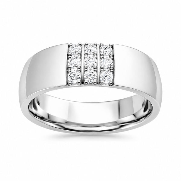 Round Cut Pave Set Lab Grown Diamond Wedding Band