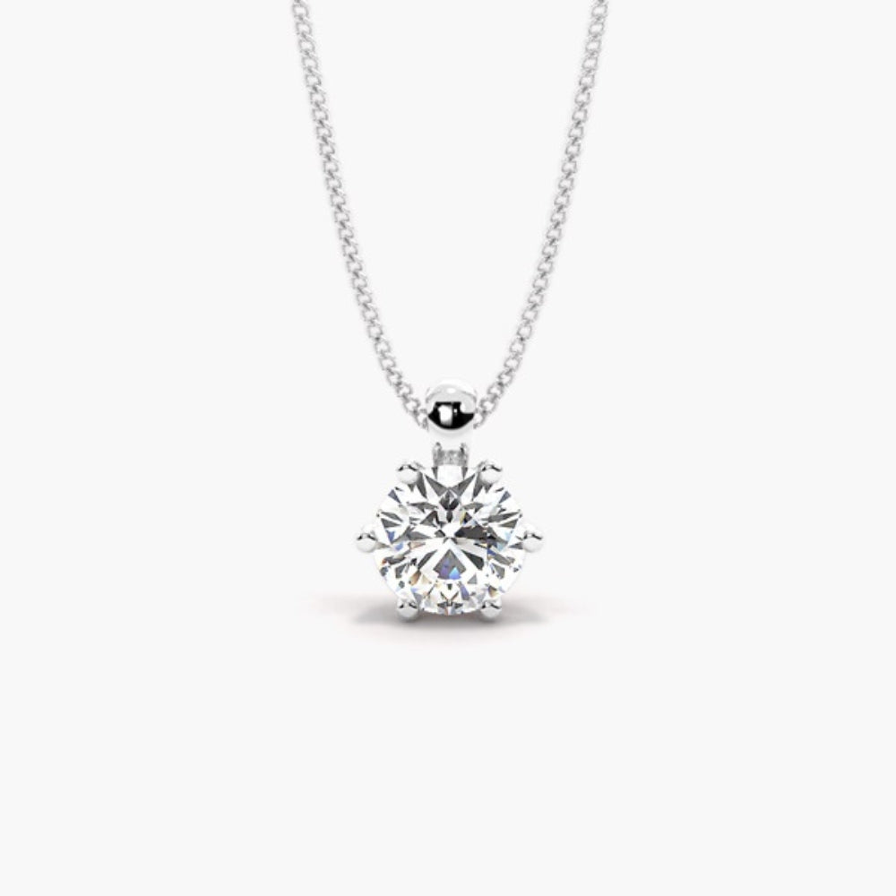 Moissanite Round Cut Six Prong Solitaire Pendant