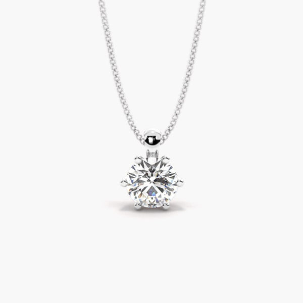 Moissanite Round Cut Six Prong Solitaire Pendant