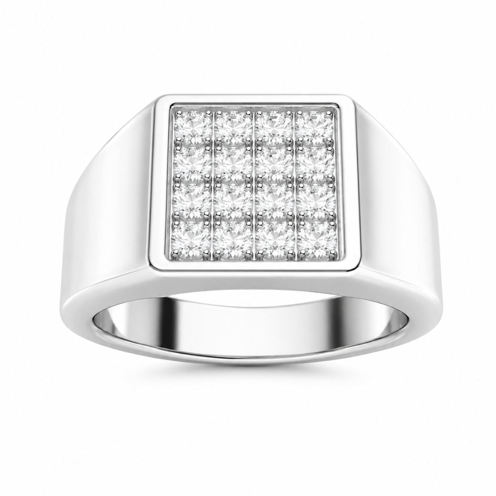 Lab Grown Diamond Round Cut Pave Set Men's Ring For Birthday Gift