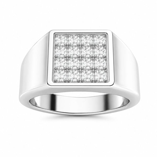 Lab Grown Diamond Round Cut Pave Set Men's Ring For Birthday Gift
