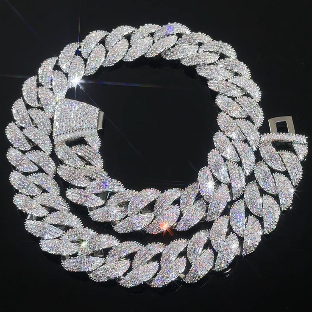 VVS1 Moissanite Round Cut Miami Link Hip Hop Chain