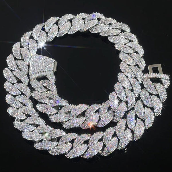 VVS1 Moissanite Round Cut Miami Link Hip Hop Chain