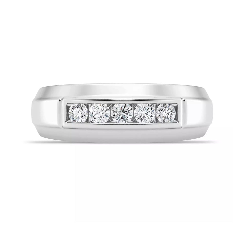 Five Stone Round Cut Lab Grown Diamond Engagement Ring